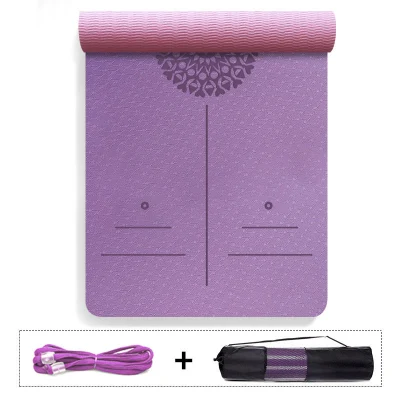 Línea de postura impresa personalizada Doble color TPE Eco Friendly Estera de yoga plegable